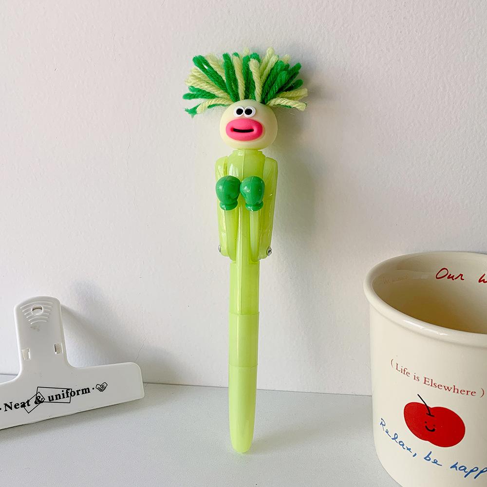 Креативная ручка-робот-боксер с длинными волосами, забавная детская канцелярская принадлежность для снятия стресса, ручка для письма с черными чернилами, школьные принадлежности