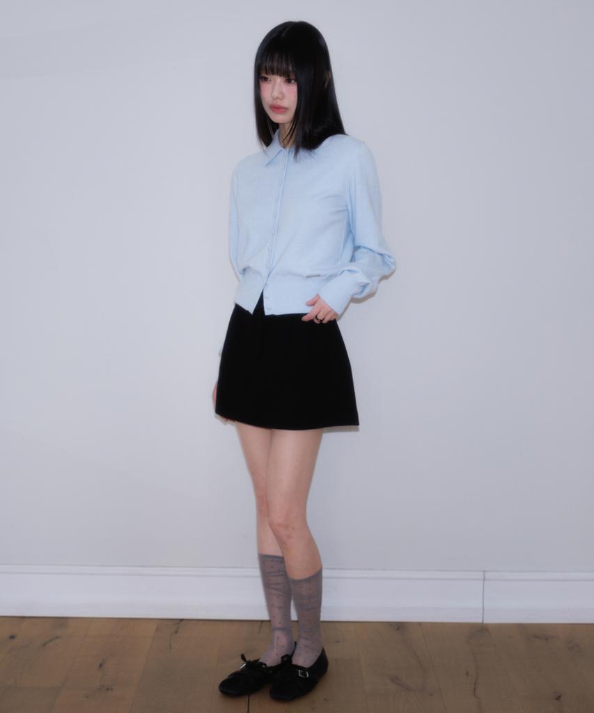Rose Franz Frill Waist Pintuck Miniskirt [Black]
