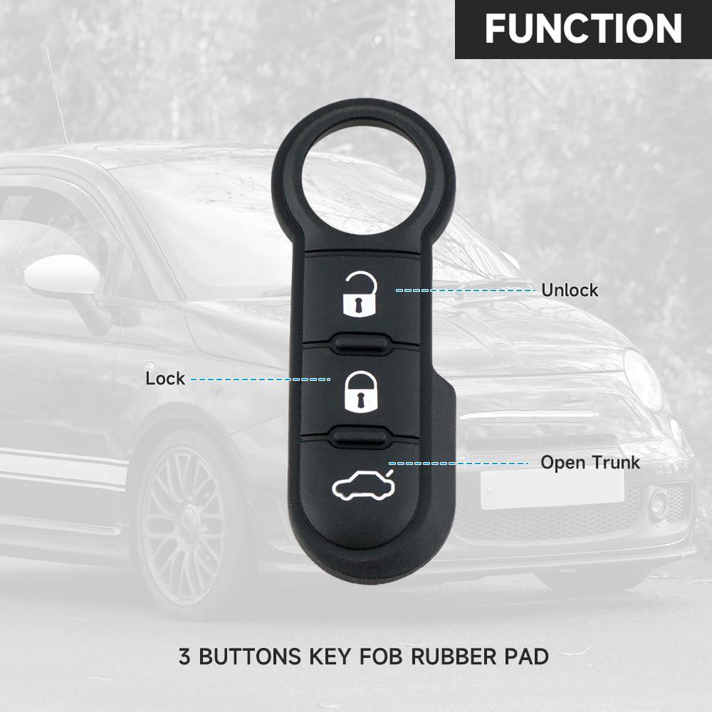 3-Button Remote Key Fob Rubber Key Pads For Fiat 500 500L 500X 2007-2020