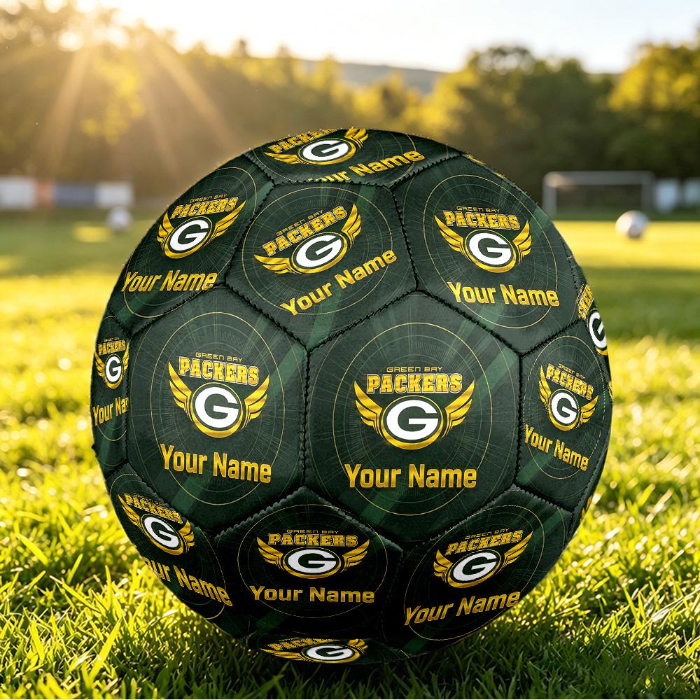 Green Bay Packers Size 5 Football, Custom Name Text Personalized Soccer Ball Sport Training Gift