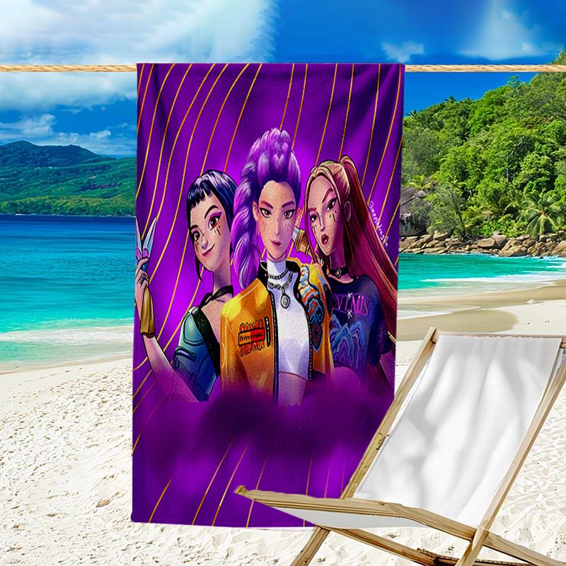 proof beach towel with a Kpop1 pattern - soft,absorbent,quick-drying,machine washable - perfect for swimming,camping,bathing
