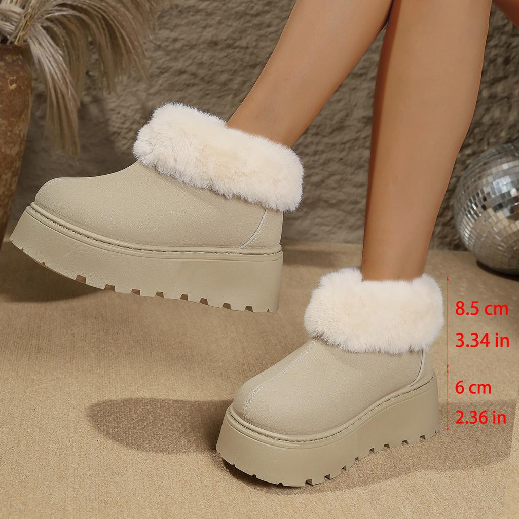 New Womens Snow Boots Fashion Thick Bottom Cotton Boots Plush Warm Winter Boots for Women Suede Casual Ankle Booties Botas Mujer