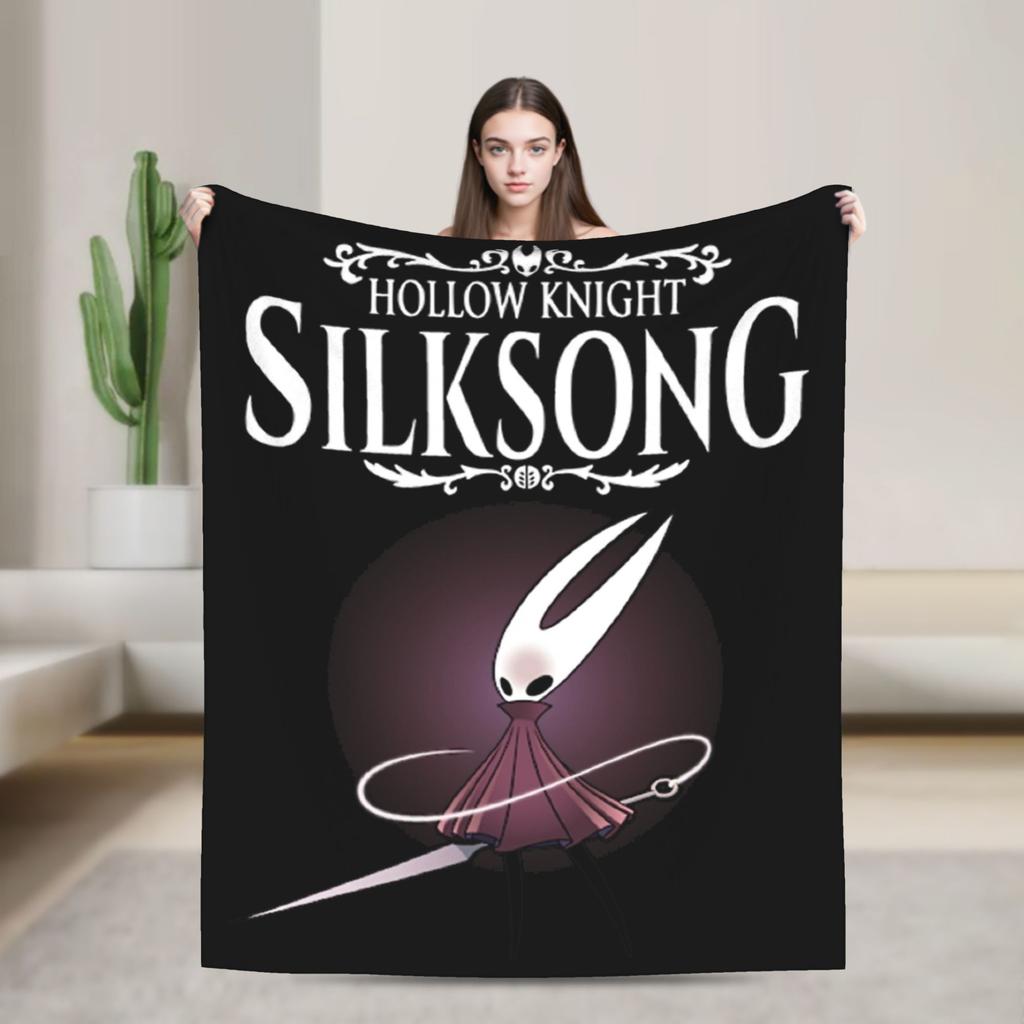 Hollow Knight Silksong Gothic Flannel Throw Fashion Blankets Indie Game for Bedspreads Knitted Fashion Blanket Office Ultra-Soft Multifuncti