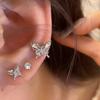 6Pcs/Set Y2K Silver Color  Butterfly Stud Earrings For Women  Punk Earring Set Trendy Jewelry Gifts