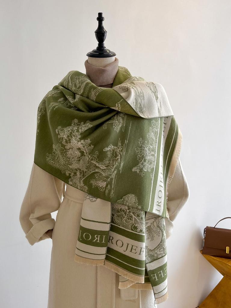 Thick Winter Poncho Women Scarf Luxury Floral Warm Shawl and Wrap Cashmere Pashmina Scarves Design Blanket Bufanda Echarpe