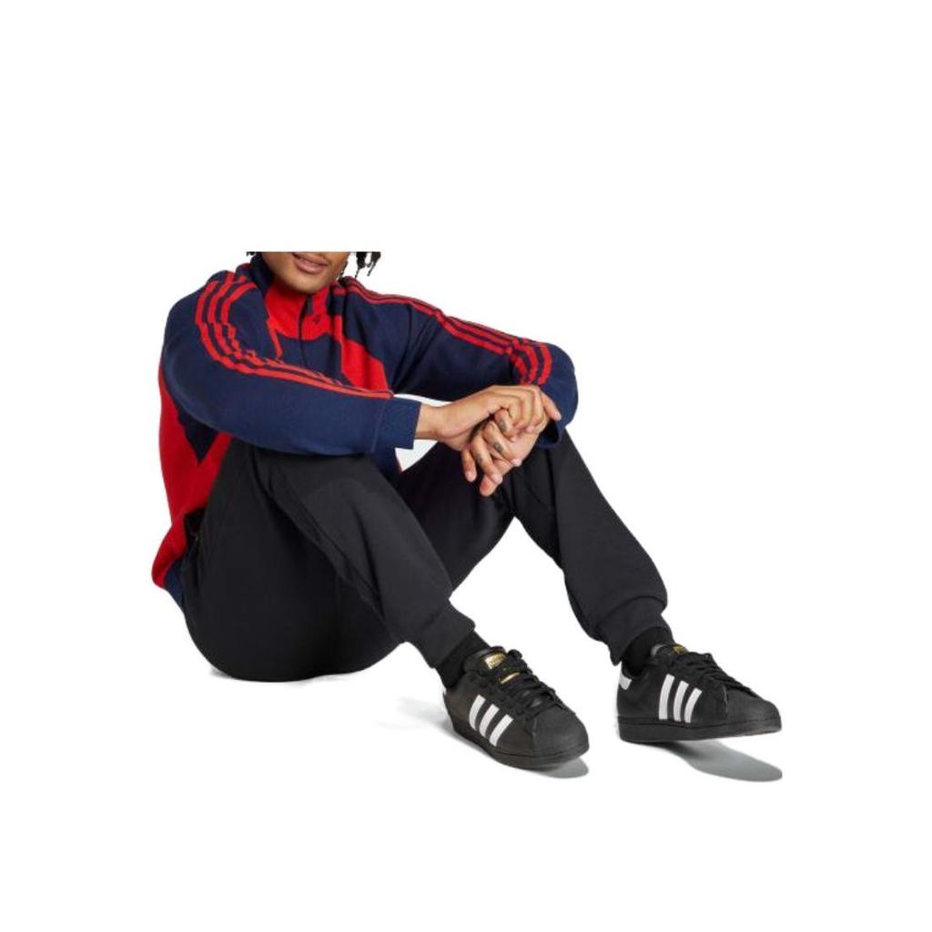 adidas Оригинальный полосатый пэчворк длинный рукав пуловер свитер мужские свитера синий IR7128