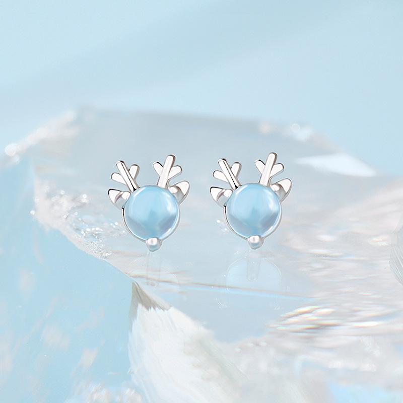 Женские серьги-гвоздики Blue Elk - Простые, Милые, в Корейском стиле, Рождественский подарок