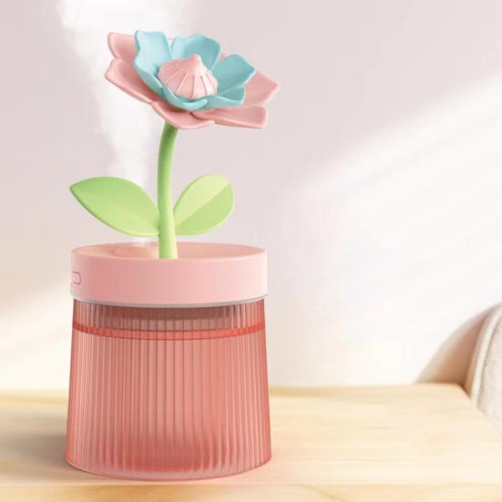 USB-увлажнитель большой емкости в форме цветка с двойным распылением, низким уровнем шума, автоматическим выключением, увлажнитель воздуха, диффузор эфирных масел со светом