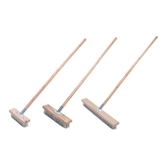 20/30/50CM Stainless Steel Wire Scrub Brush Heavy Duty Stiff Metal Bristle Scrubber Broom Concrete Patio Floor Moss Removal Deck Cleaning Brush