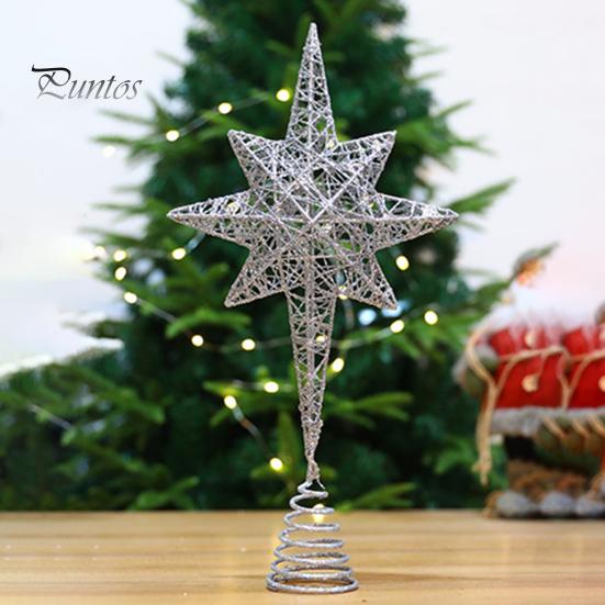 Верхняя часть рождественской елки со звездой сверкающего яркого цвета, нержавеющая полая конструкция, 3D украшение на вершине рождественской елки