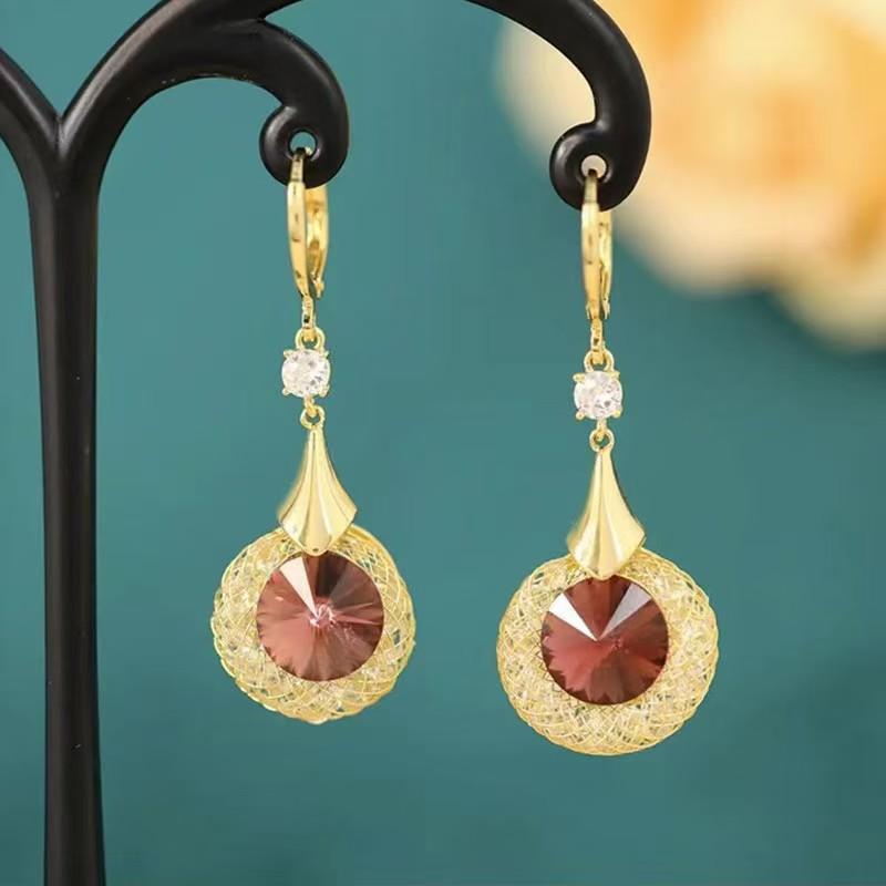 Серьги с полым камнем тигровый глаз Super Flash Winding Новый китайский стиль Женские легкая роскошь Дворцовый стиль Серьги Древние