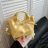 Ribbon Bow Pu Water Bucket Bag For Women With Crossbody Strap And Inner Zipper Pocket For Daily Use