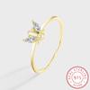 Exquisite Gold Butterfly AAAA Zircon Ring S925 Silver Ring for Women's Fashion Party Jewelry Sterling Silver Elegant Party Silver Ring