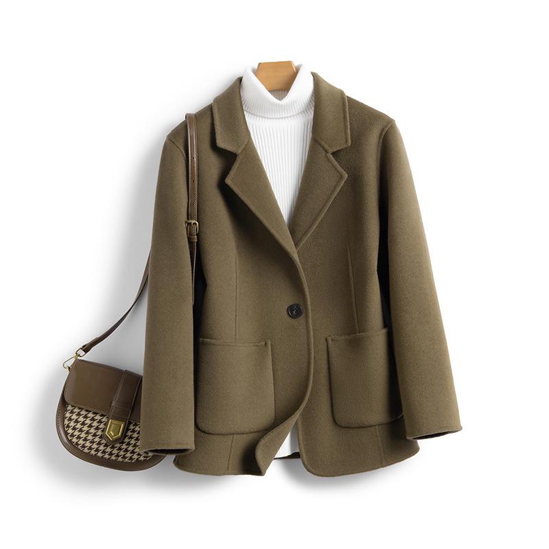 Women's Double-Faced Wool Blazer – Winter Slimming Essential Coat for a Versatile and Casual Workplace Look