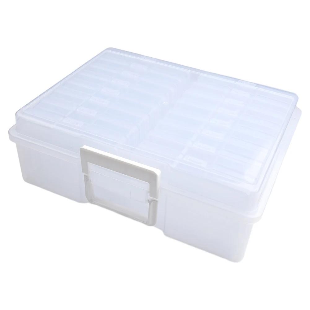 Photo Storage Case Pack For 4 By 6 Photos - 16 PP Boxes With Buckle Lock Handle And Fixed Divider For Stability