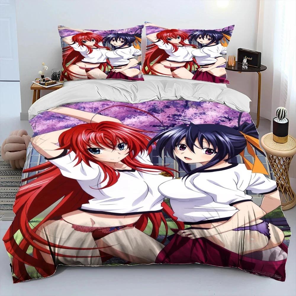 Sexy Girl High School DxD Anime Comforter Bedding Set,Duvet Cover Bed Set Quilt Cover Pillowcase,king Queen Size Bedding Set Boy