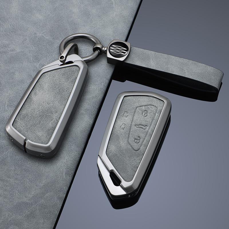 Leather Zinc Alloy Car Key Case Cover For Vw Volkswagen Golf 8 Skoda Octavia A8 Seat Leon Mk4 Key Chain Accessories