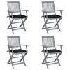 Day and Night - Day and Night Folding Garden Chairs 4 Pcs Cushions Solid Acacia Wood