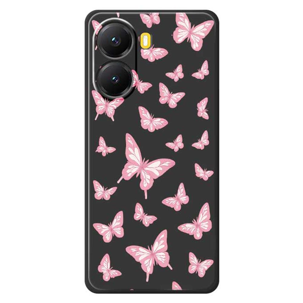 For Xiaomi Redmi Turbo 4 5G/Poco X7 Pro 5G Case Pink Butterflies Pattern Printing Straight Edge TPU Phone Back Cover