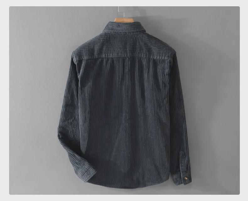 Мужская вельветовая рубашка с длинным рукавом - модный ретро-стиль для осени и зимы