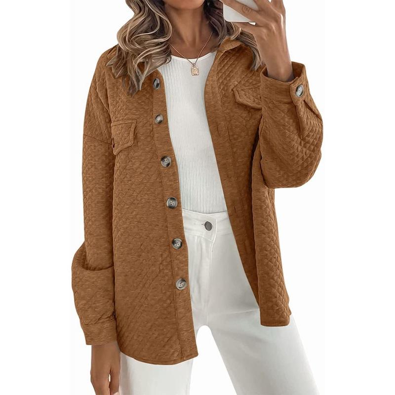 Женская однотонная куртка с карманом в виде ромба, легкая, повседневная куртка с длинным рукавом и лацканами, весна-осень