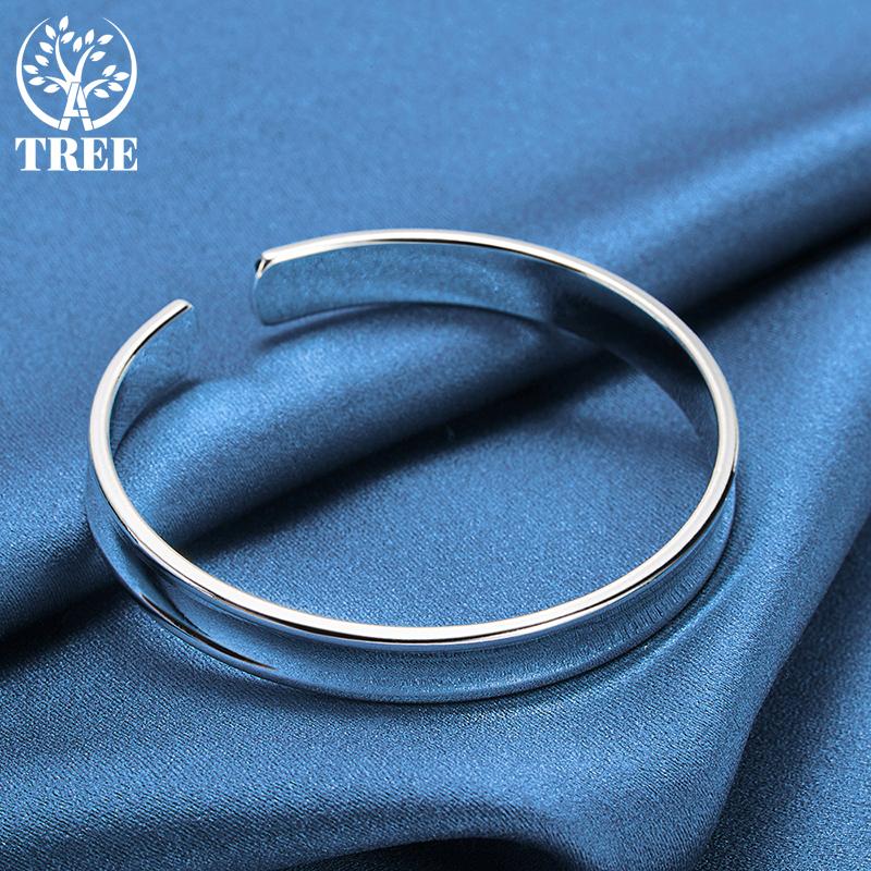 Ювелирные изделия из стерлингового серебра 925 пробы, гладкий регулируемый браслет диаметром 8 мм