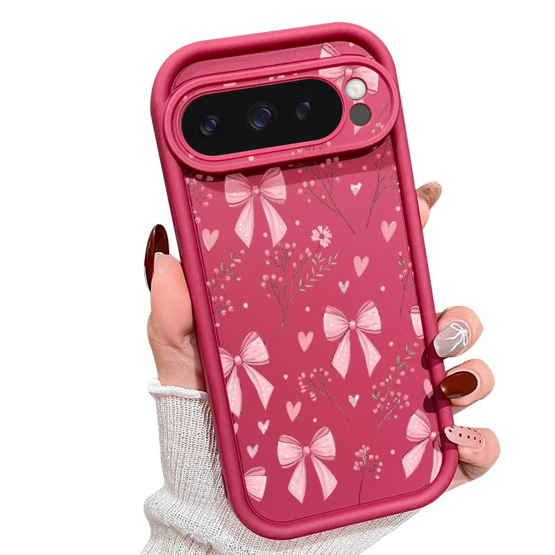 Pink Bowknots Floral Pattern Case For Google Pixel 10 Pro XL Shockproof Bumper Silicone Cover For Pixel 9A 9 8 7 Pro 8A 7A