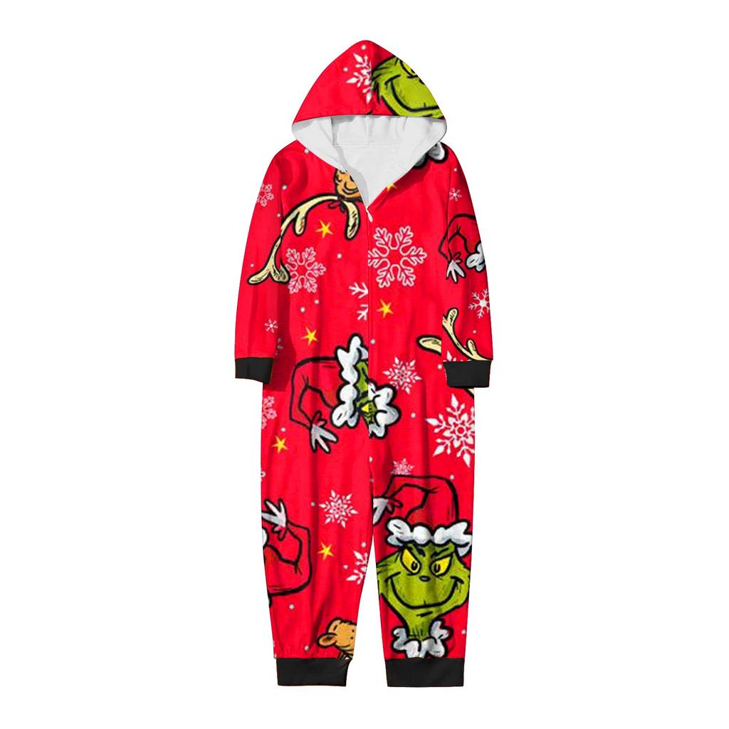 Домашняя одежда для родителей и детей с капюшоном и застежкой-молнией с принтом «Рождество»