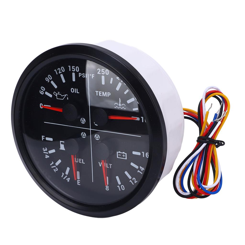 110mm 4 3 8in 4 in 1 Multifunction Gauge DC 12V 0 150PSI Oil Pressure Fuel Level 100 250 Fahrenheit Water Temp 8 16V
