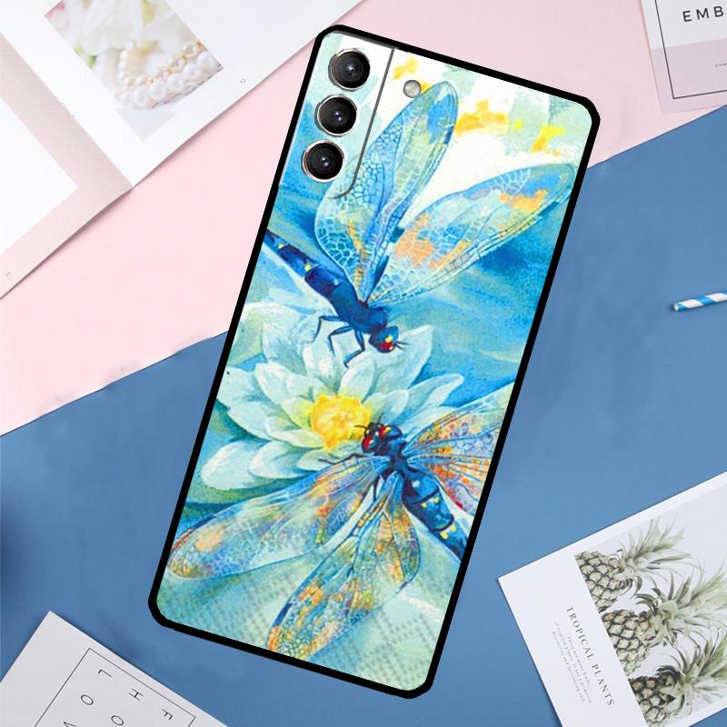 Luxury Dragonfly Case For Samsung Galaxy S24 Ultra S20 S21 S22 S23 S25 Ultra S9 S10 Plus S25 FE Back Cover