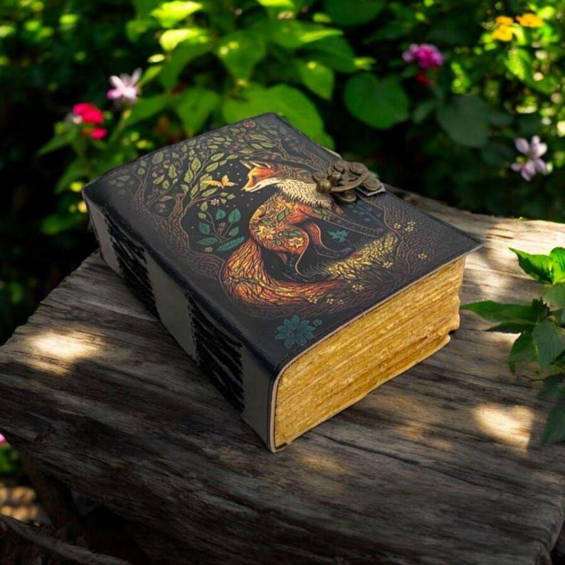 Журнал из кожи лисы в деревенском стиле, винтажная книга теней, гримуар, толстый журнал, подарок для мужчин и женщин