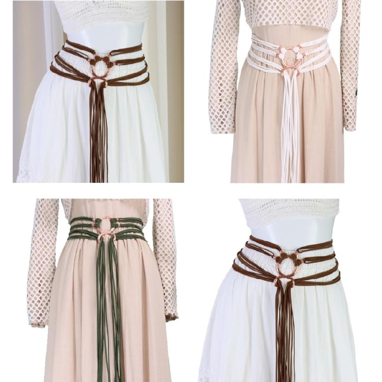 Adjustable Faux Leather Belt Long Rope Crossing Waist Strap Design Secure Metal Clasp Girdle For Stylish Styling