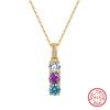 Jewelry S925 Sterling Silver Necklace Colorful Zircon