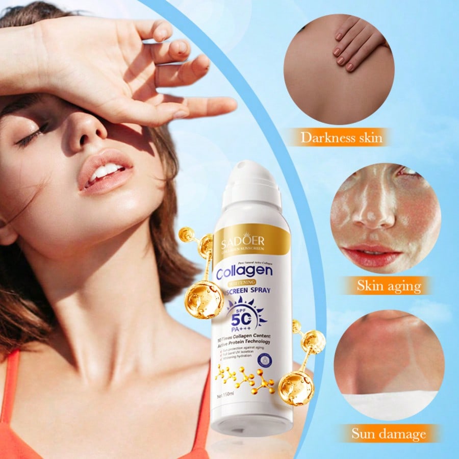 Коллагеновый спрей от морщин, отбеливающий, солнцезащитный SPF50 PA+++ с защитой от УФ-лучей для лица и тела