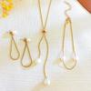 3Pcs/Set Jewelry Set Faux Pearls Necklace Earring Bracelet Set Adjustable Chain Necklace Fashion Accessories