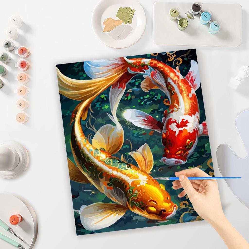 RUOPOTY Краска по номерам для взрослых, начинающих, рыб, животных, набор для акриловой живописи «сделай сам», для декора стен комнаты 40x50 см с рамкой