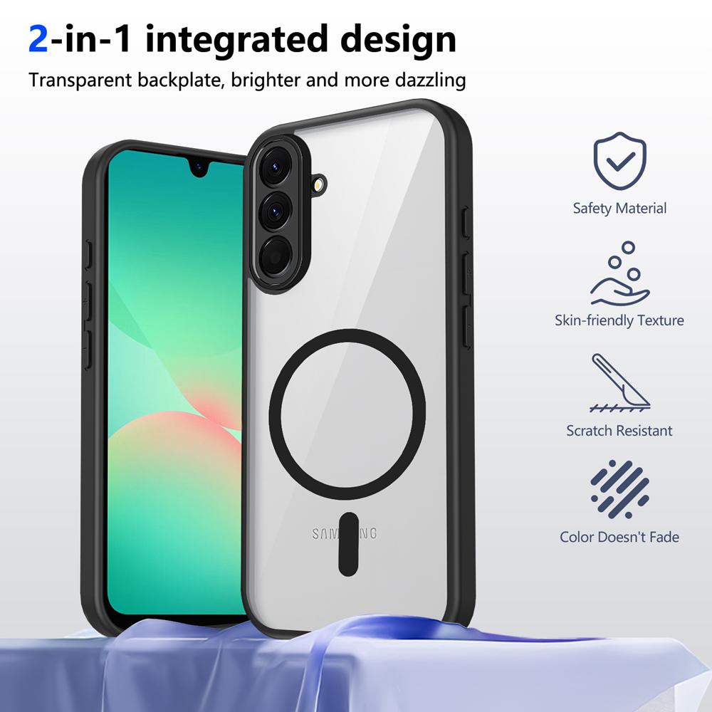 KEYSION Transparent Magnetic Phone Case for Samsung A57 5G A37 A27 5G Silicone+PC HD Clear Shockproof Cover for Galaxy A17 4G 5G