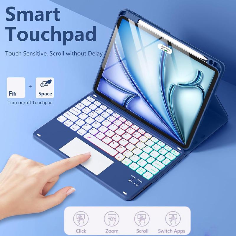 Чехол-клавиатура с подсветкой Bluetooth для iPad 11-го поколения - Чехол для планшета 10-го поколения для Apple A16, Испания