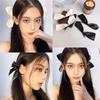1Pc/2Pcs Black White Ribbon Hair Bows Clips Vintage Bowknot Side Hairpin Cute Girls Barrettes Headdress Hair Accessories for Women