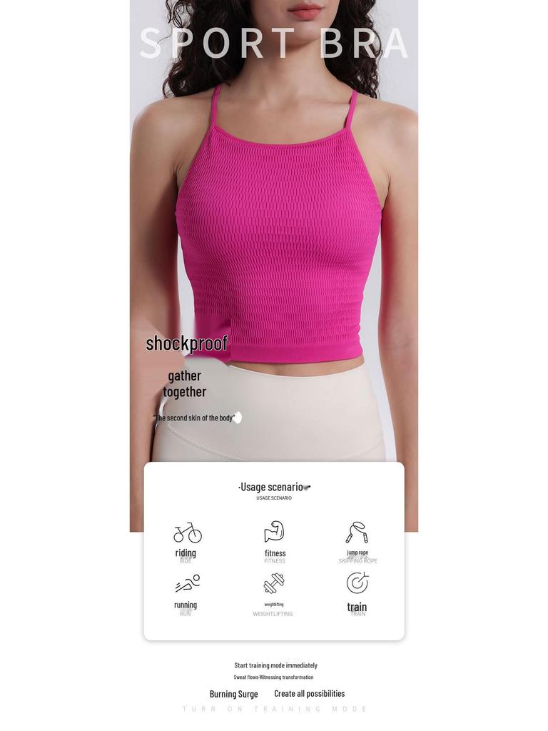 Йога Слитный Ударопрочный Топ-майка Спортивный бюстгальтер с нагрудными вкладышами и красивым дизайном спины для женщин