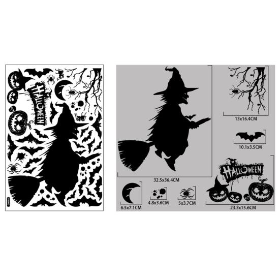 Наклейка на окно Хэллоуин Тыква Ведьма Водонепроницаемый ПВХ Скелет Пугало Двустороннее Привидение Съемное Электростатическое Стекло