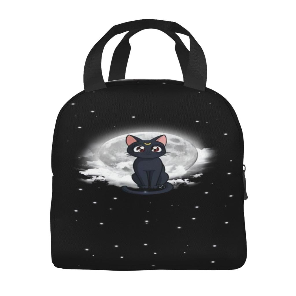 Sailor Moon Cat Print Insulated Lunch Bag for School Waterproof Cooler Thermal Lunch Box Women Children Food Container Tote Bags