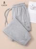 Women's Grey Cotton Fleece Sweatpants, 2025 Spring/Autumn Casual Style
