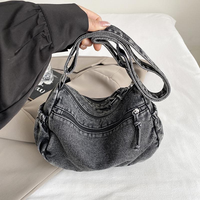 Джинсовая сумка Женская пригородная большая сумка Сумка через плечо большой вместимости Студенческая сумка класса