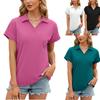 Solid Casual Short Sleeve Shirt for Women Summer Polo Neck Loose Waist T-shirt Fashion Work Vacation T-shirt Breathable Lightweight Soft Pullover Tops