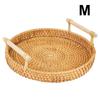 Round Shape With Handle Fruit Cake Wicker Basket Handwoven Rattan Storage Tray Breakfast Bread Food Plate Dinner Serving Tray