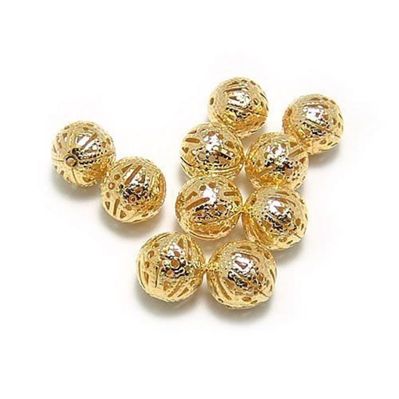 50Pcs DIY Manual Plated Gold Silver Hollow Beads Jewelry Accessories
