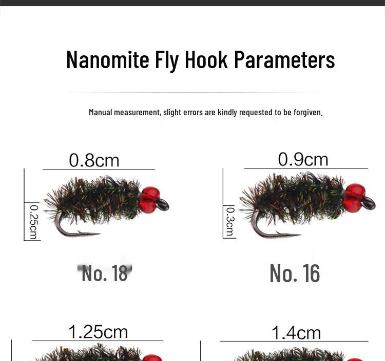 Nano Worm Micro Fly Fishing Lure with Spinner Blades and Hand-tied Modified Hooks