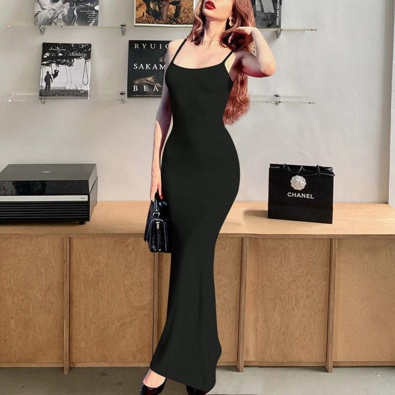 New Women'S Clothing Daily Temperament Elegant Casual Pure Desire Sexy Printed Jumpsuit Long Skirt Light Dress High-End Party Dress