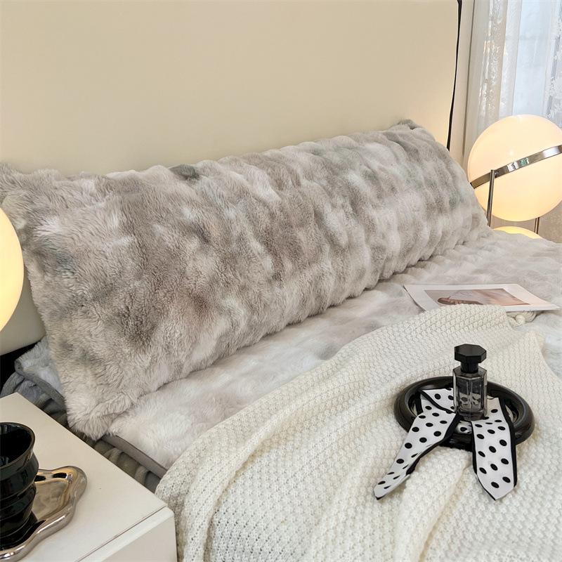 Плюшевая наволочка на длинную подушку из искусственного кроличьего меха - Двусторонняя наволочка из молочного велюрового флиса